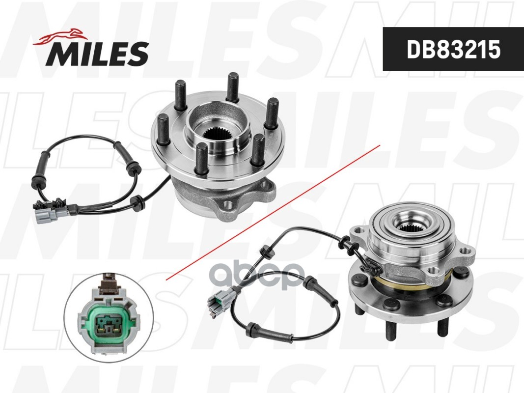 Ступица с подшипником перед. Nissan Navara (D40) 2005- 2 5 dCi (с интегр. датчиком ABS) Miles арт. db83215