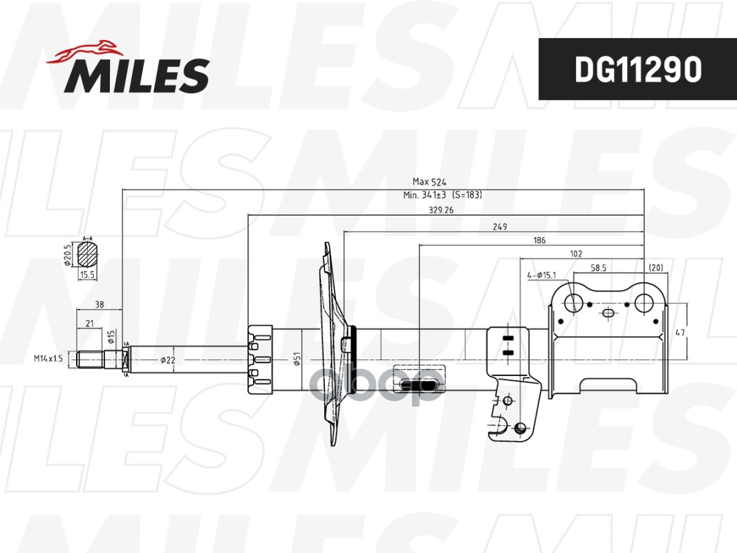 Амортизатор TOYOTA COROLLA 02- пер.лев.газ Miles арт. dg11290