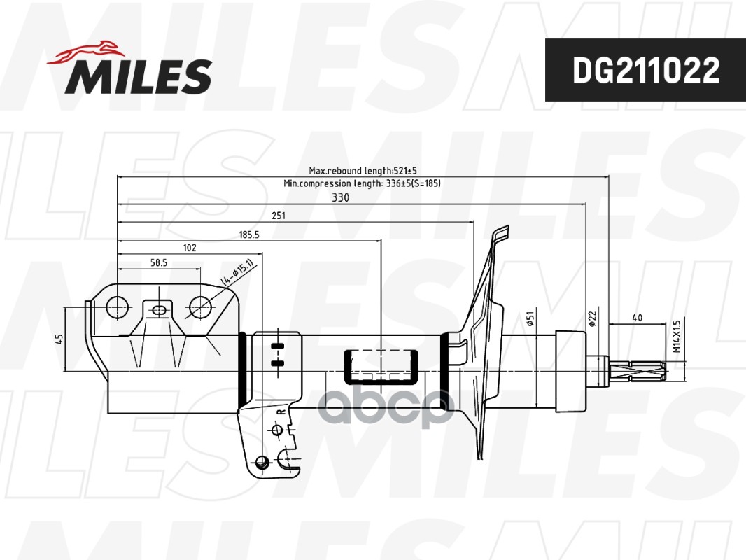 Амортизатор TOYOTA Corolla Fielder 4WD пер.прав. Miles арт. dg211022