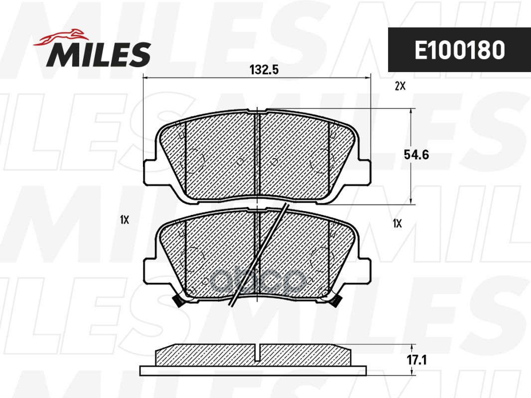 Колодки передние тормозные (Смесь Semi-Metallic) GEELY ATLAS/ATLAS PRO/EMGRAND X7 E100180 Miles арт. E100180