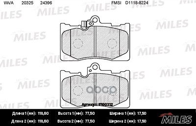 Колодки тормозные передние (без датчика) (Смесь Semi-Metallic) (LEXUS GS 300/450h/460 05-) (TRW GDB3398) E100312 Miles арт. E...