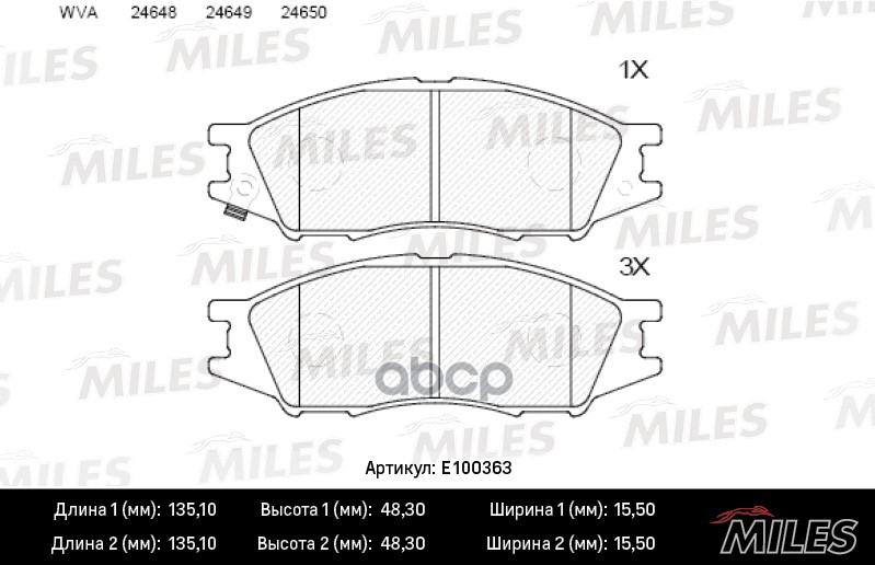 Колодки тормозные передние (без датчика) (Смесь Semi-Metallic) NISSAN ALMERA CLASSIC 06- (TRW GDB3563) E100363 Miles арт. E10...