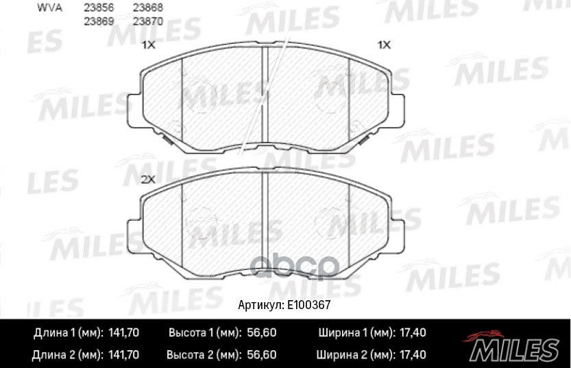 Колодки тормозные передние (Смесь Semi-Metallic) HONDA CR-V II/ELEMENT 02- (TRW GDB3325) E100367 Miles арт. E100367