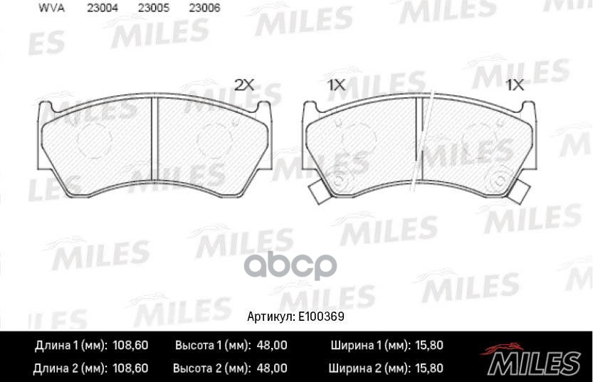 Колодки тормозные передние (Смесь Semi-Metallic) NISSAN ALMERA N15 95-98 (TRW GDB3180) E100369 Miles арт. E100369