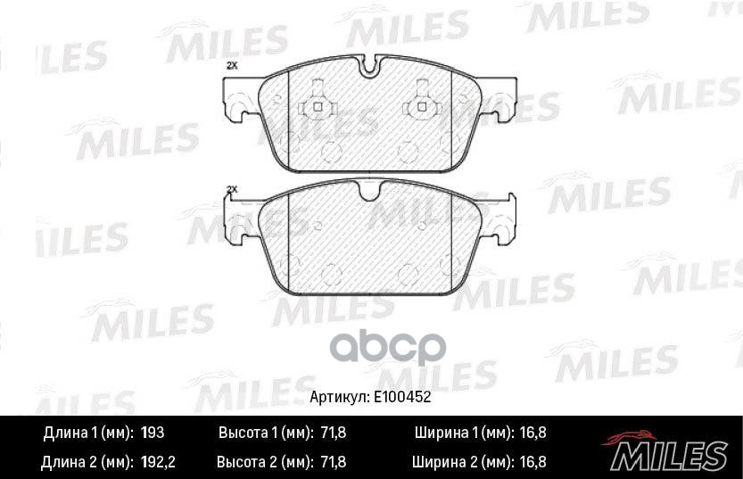 Колодки тормозные передние (Смесь Semi-Metallic) MERCEDES GL X166/ML W166 (TRW GDB1970) E100452 Miles арт. E100452