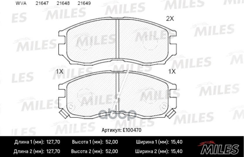 Колодки тормозные передние (Смесь Semi-Metallic) MITSUBISHI GALANT/LANCER 1.8-2.0 88-00 (TRW GDB1128) E100470 Miles арт. E100470