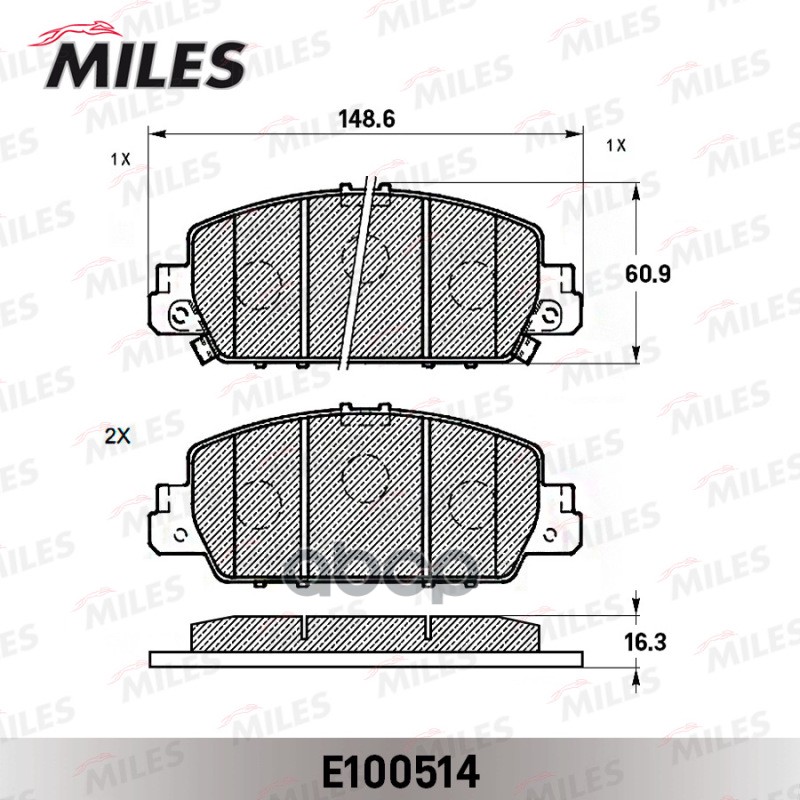 Колодки тормозные передние (Смесь Semi-Metallic) HONDA ACCORD 14- (TRW GDB3615) E100514 Miles арт. E100514