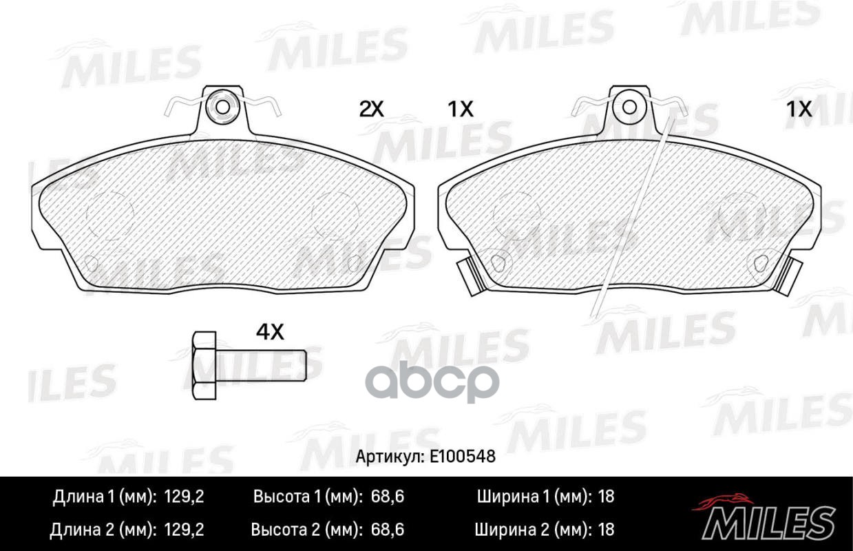 Колодки тормозные передние (Смесь Semi-Metallic) HONDA CIVIC 1.4-1.8 94-05 (TRW GDB496) E100548 Miles арт. E100548