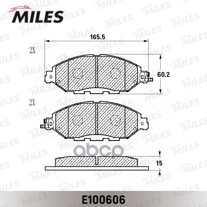 Колодки тормозные передние (Смесь Semi-Metallic) NISSAN PATHFINDER 14-/INFINITI QX60 12- E100606 Miles арт. E100606