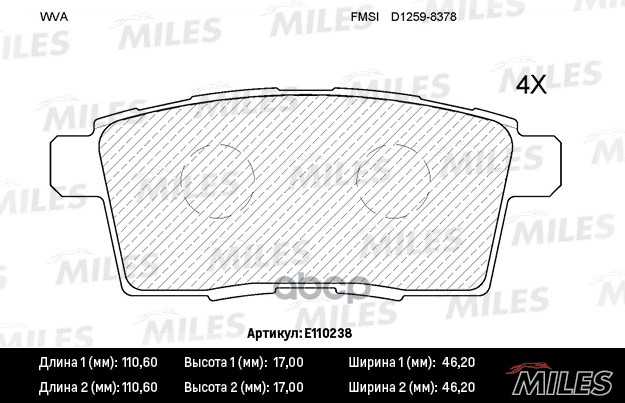 Колодки тормозные задние (без датчика) (Смесь Semi-Metallic) (MAZDA CX7/CX9 07-) (TRW GDB3472) E110238 Miles арт. E110238