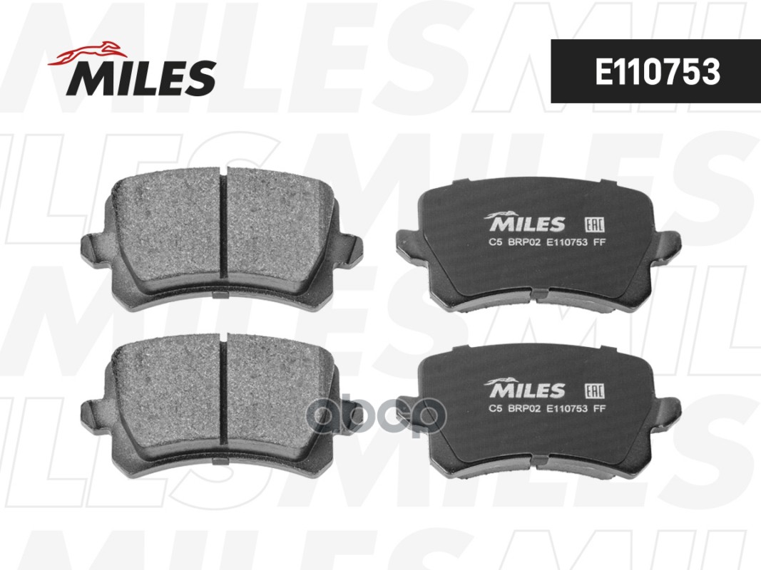 Колодки тормозные дисковые задние, Semi-Metallic, с звуковым предупреждением износа Miles арт. E110753