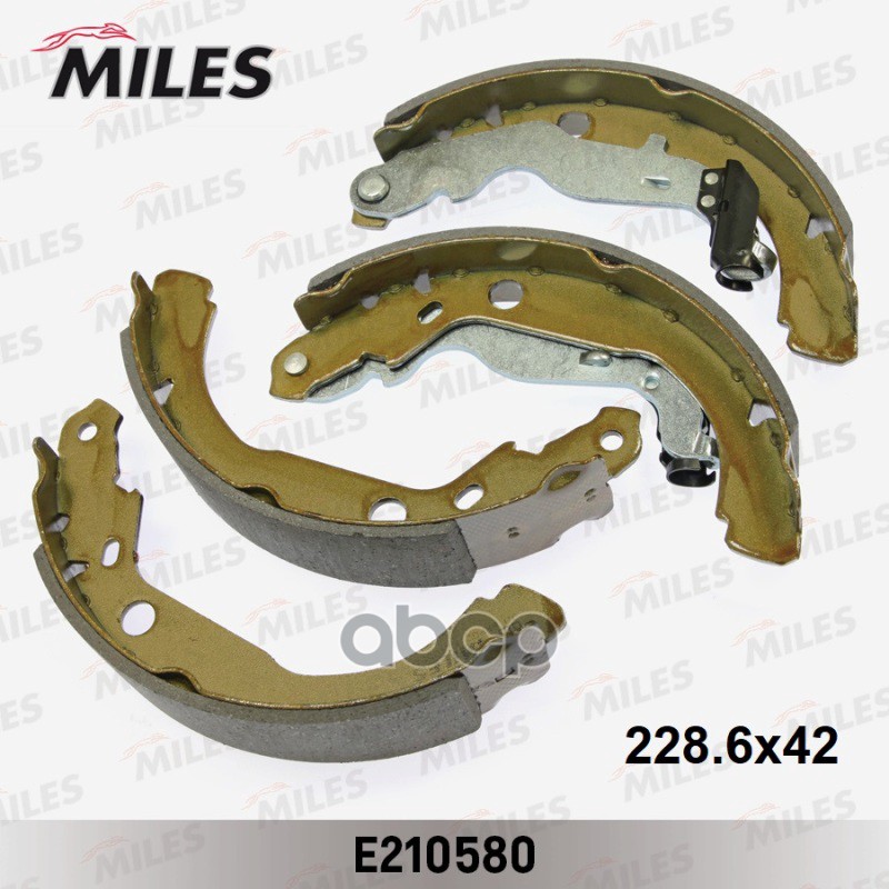 Колодки тормозные барабанные задние (с рычагом ручного стояночного тормоза) Miles арт. E210580