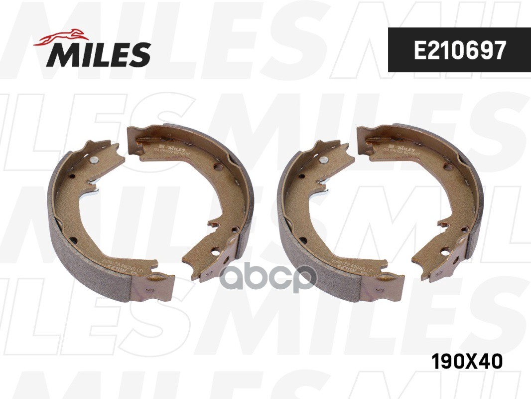 Колодки стояночного тормоза HYUNDAI SANTA FE 01-06/TUCSON 04-/KIA SPORTAGE 04- D диска190мм. (TRW GS8489) E210697 Miles арт. ...