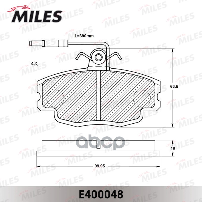 Колодки тормозные передние (с датчиком) (Смесь Low-Metallic) RENAULT LOGAN 04-/SANDERO 08-/CLIO 91- (TRW GDB807) E400048 Mile...