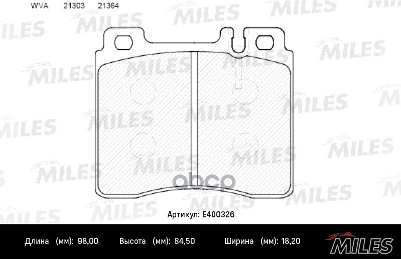 Колодки тормозные передние (без датчика) (Смесь Low-Metallic) (MB W140 9198) (TRW GDB113) E400326 Miles арт. E400326