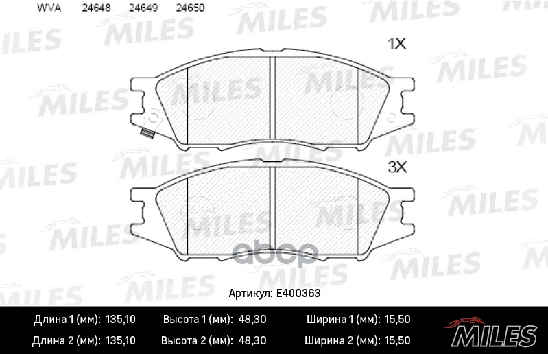 Колодки тормозные передние (без датчика) (Смесь Low-Metallic) NISSAN ALMERA CLASSIC 06- (TRW GDB3563) E400363 Miles арт. E400363