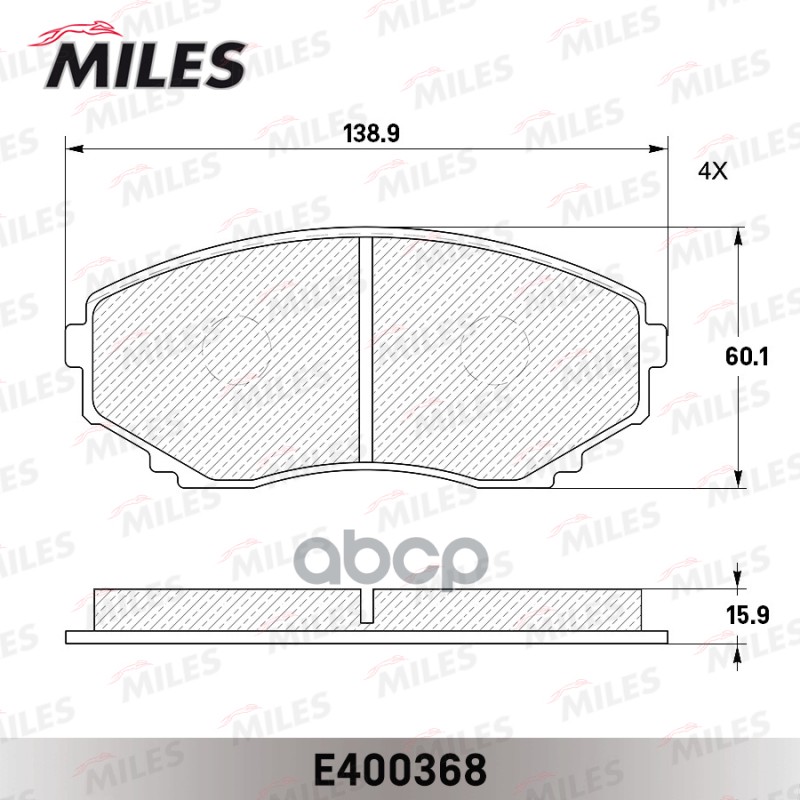 Колодки тормозные передние (без датчика) (Смесь Low-Metallic) MAZDA MPV 99- (TRW GDB1177) E400368 Miles арт. E400368