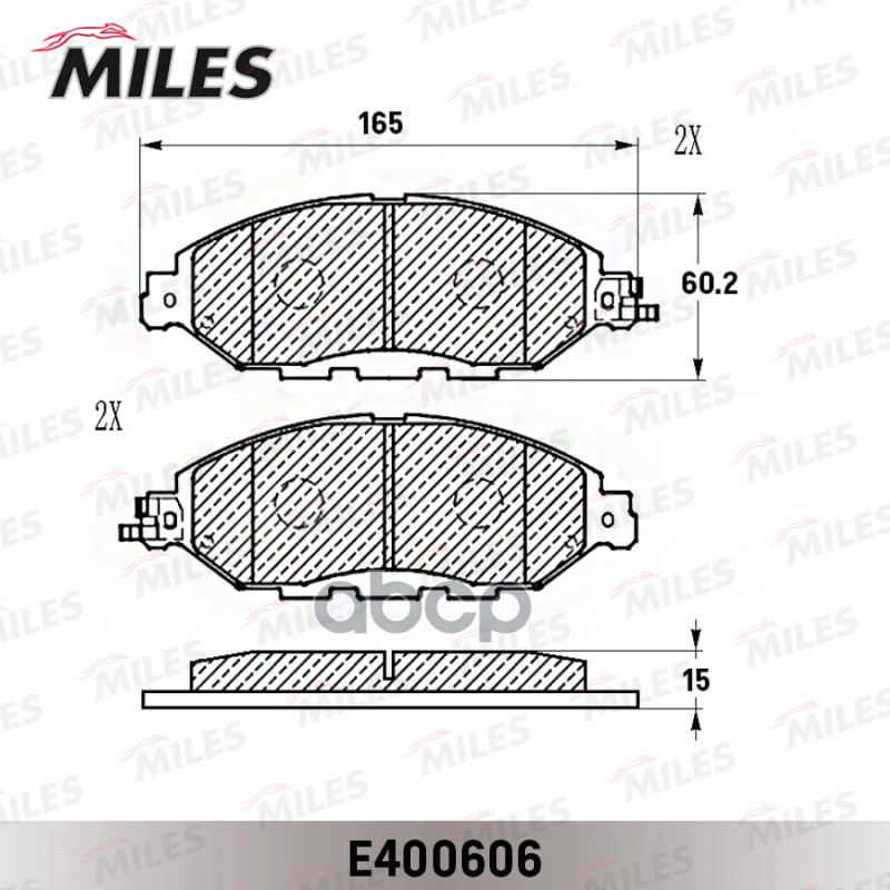Колодки тормозные передние (Смесь Low-Metallic) NISSAN PATHFINDER 14-/INFINITI QX60 12- E400606 Miles арт. E400606