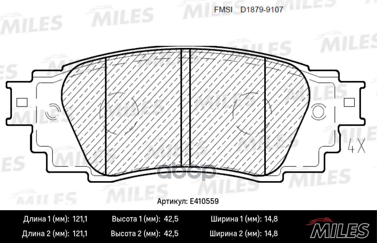 Колодки тормозные (Смесь Low-Metallic) RX 15- (TRW GDB4459) E410559 Miles арт. E410559