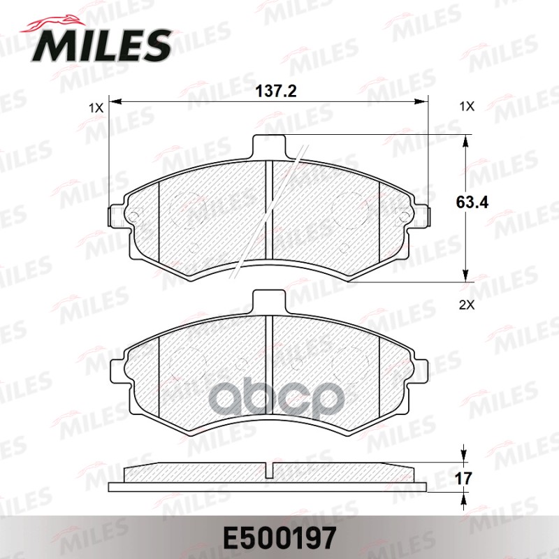Колодки тормозные передние (Смесь CERAMIC серия PRO) HYUNDAI ELANTRA/MATRIX 1.5-2.0 00- (TRW GDB3378) E500197 Miles арт. E500197