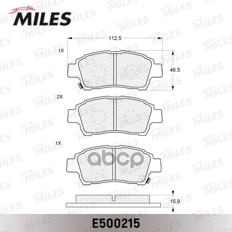 Колодки тормозные передние (Смесь CERAMIC серия PRO) TOYOTA YARIS 1.0-1.3 (TRW GDB3218) E500215 Miles арт. E500215