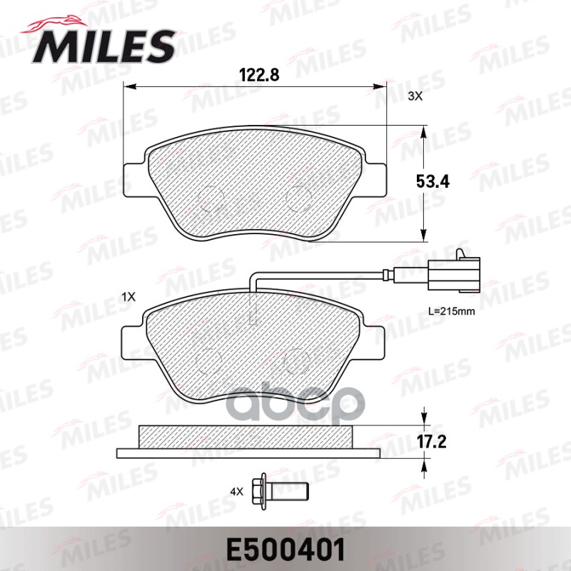 Колодки тормозные передние (Смесь CERAMIC серия PRO) FIAT ALBEA/DOBLO/STILO 01 (TRW GDB1482) E500401 Miles арт. E500401