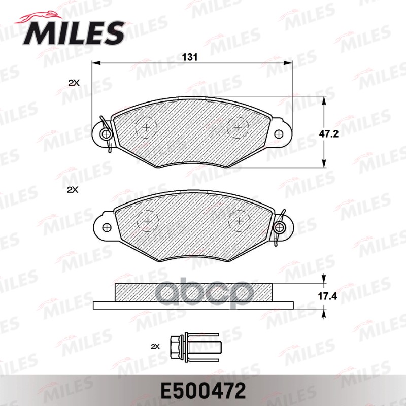 Колодки тормозные передние (Смесь CERAMIC серия PRO) NISSAN KUBISTAR 03-/RENAULT KANGOO 97- (TRW GDB1321) E500472 Miles арт. ...