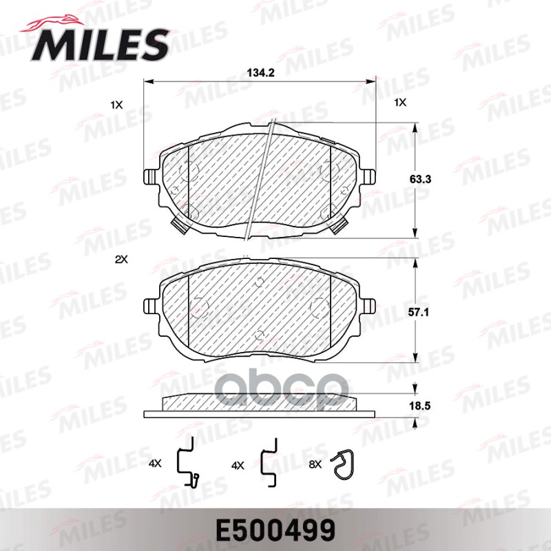 Колодки тормозные TOYOTA AURIS 12-/COROLLA 13- передние Ceramic Miles арт. e500499