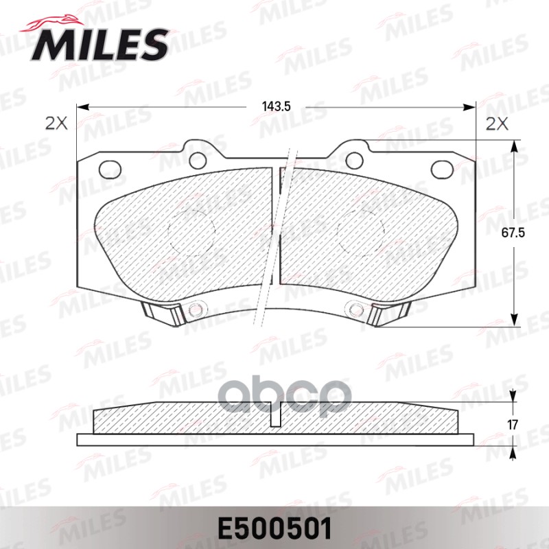 Колодки тормозные передние (Смесь CERAMIC серия PRO) TOYOTA HILUX 05- (TRW GDB3534) E500501 Miles арт. E500501