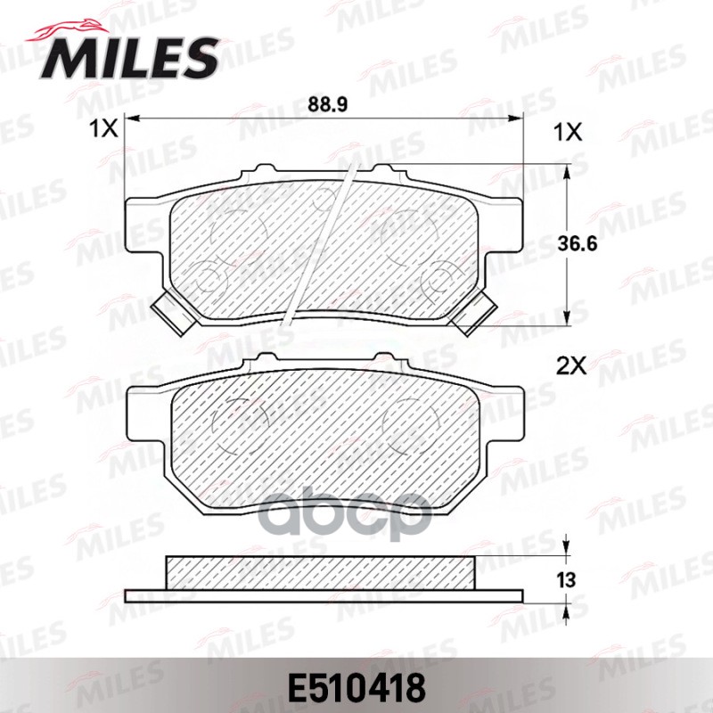Колодки тормозные HONDA CIVIC VI 1.6 95-01/JAZZ 1.2/1.4 02- задние Ceramic Miles арт. e510418