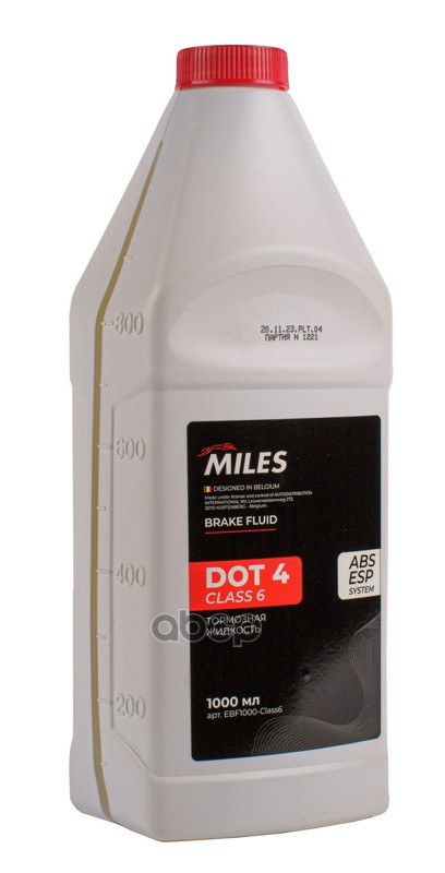 Жидкость тормозная DOT 4  Class 6  1л EBF1000-Class6  Miles арт. EBF1000-Class6