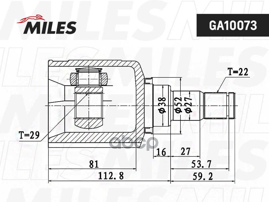 ШРУС внутренний CHEVROLET LACETTI 03-08/AVEO (T200)/(Т250) 03-08 GA10073 Miles арт. GA10073