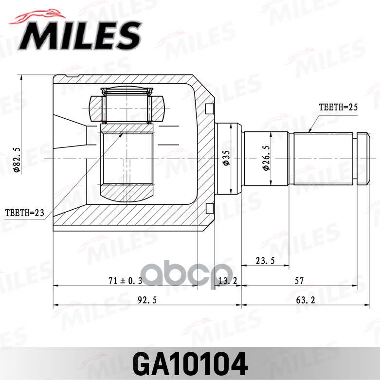 ШРУС внутренний HYUNDAI TUCSON 04: -OCT.2006 (2004-) [GEN] GA10104 Miles арт. GA10104