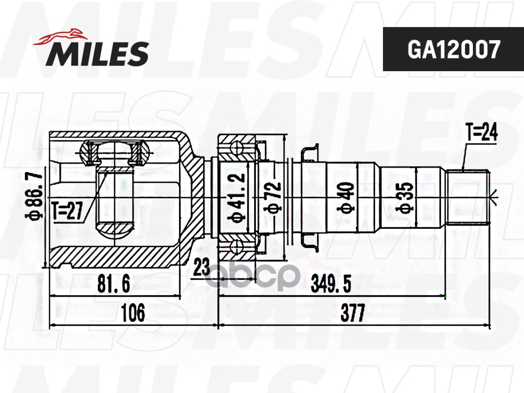 ШРУС TOYOTA CAMRY ACV40/GSV40 2006- внутр. правый Miles арт. ga12007