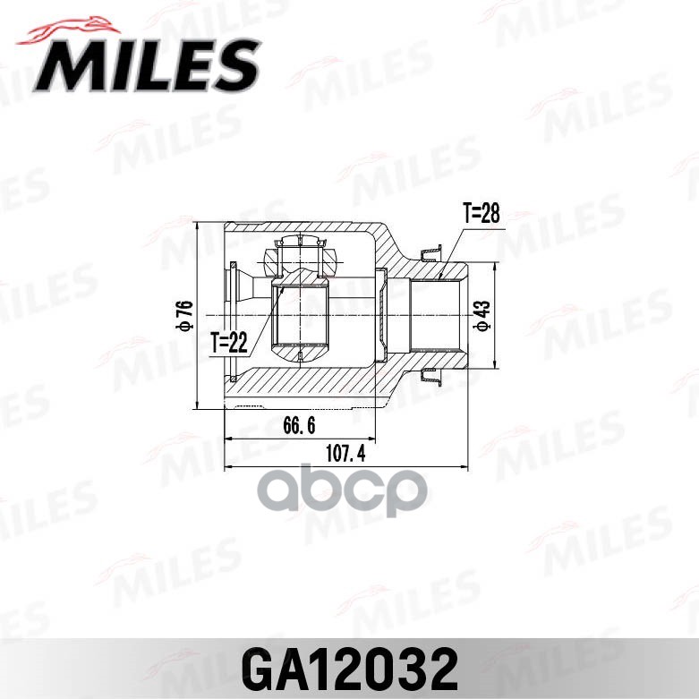 ШРУС внутренний правый KIA SHUMA,II/SEPHIA,II/MENTOR,II/SPECTRA 97-04 GA12032 Miles арт. GA12032