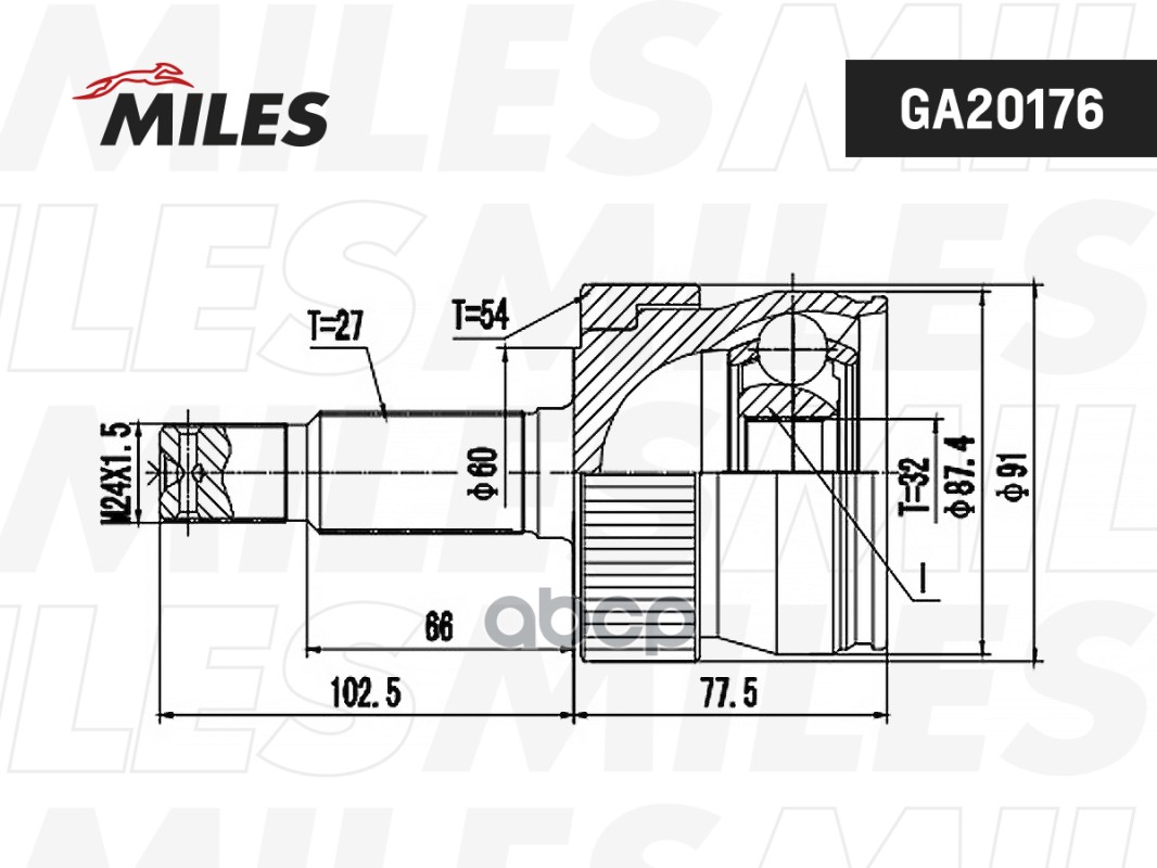 ШРУС наружный JEEP CHEROKEE 2.5TD/4.0 91- (с ABS) (GSP 816004) GA20176 Miles арт. GA20176