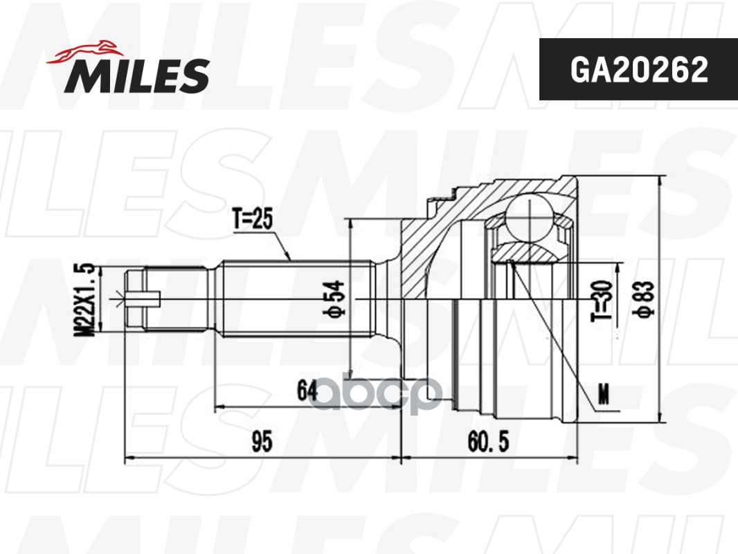 ШРУС наружный MITSUBISHI GALANT/COLT 1.6-2.0 -95 (SKF VKJA5661) GA20262 Miles арт. GA20262
