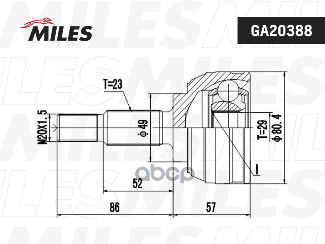 ШРУС наружный RENAULT CLIO 1.4-1.5D 04- (GSP 850092) GA20388 Miles арт. GA20388