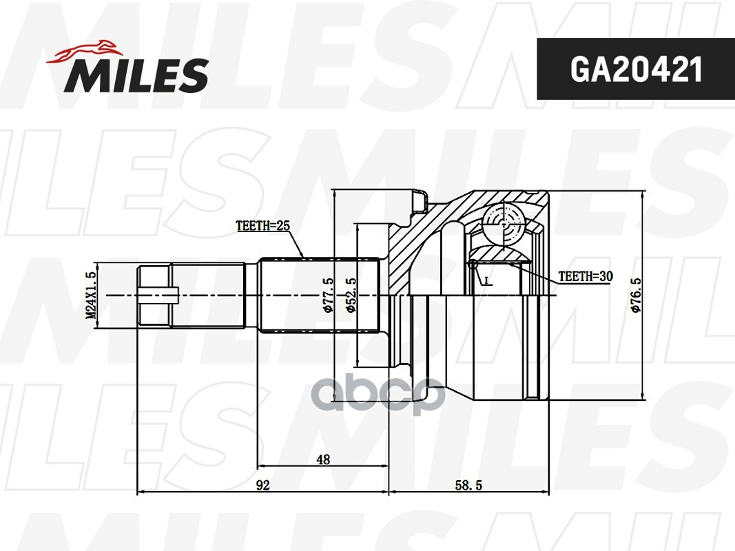 ШРУС CHEVROLET AVEO T300 (11-) 1.6I AT наруж GA20421 Miles арт. GA20421