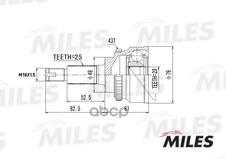 ШРУС наружный SUZUKI SWIFT 1.3 04- (с ABS) (GKN 305523) GA20442 Miles арт. GA20442