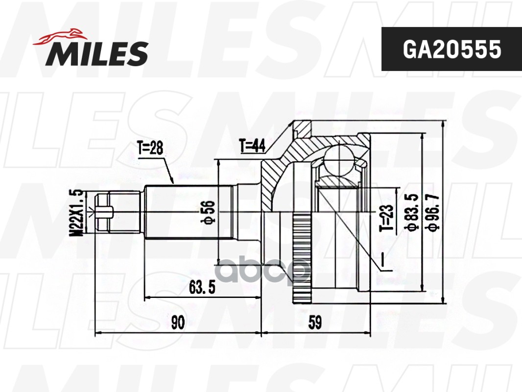 ШРУС наружный MAZDA 626 91-97 (с ABS) 834021 (GKN 303849) GA20555 Miles арт. GA20555