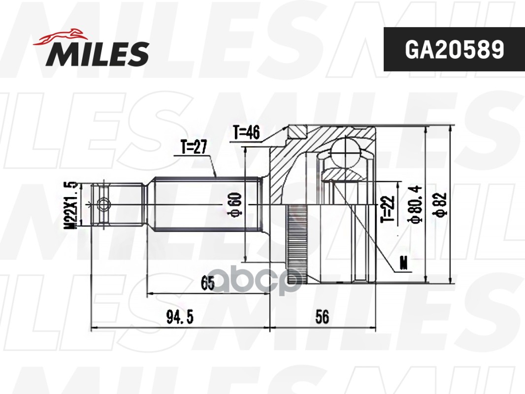 ШРУС наружный HYUNDAI ELANTRA 06- (GKN 306224) GA20589 Miles арт. GA20589