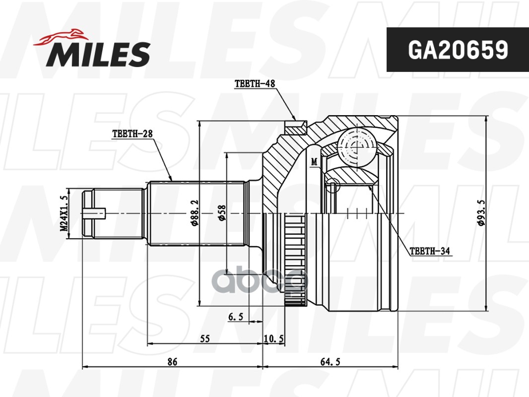 ШРУС наружный SsangYong Actyon II (10-) GA20659 Miles арт. GA20659