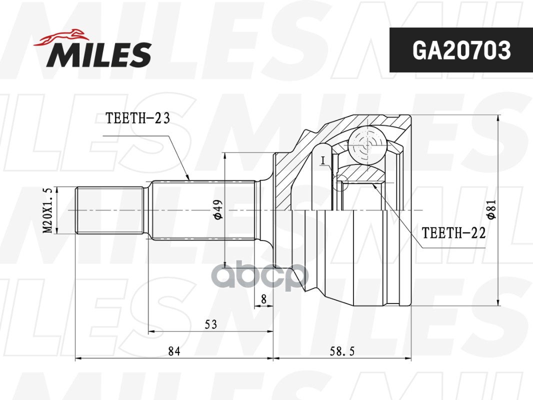 ШРУС наружный LADA X-RAY 15- (КПП Renault JR5) GA20703 Miles арт. GA20703