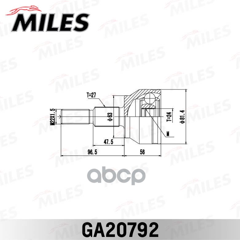 ШРУС наружный FORD FOCUS III/C-MAX II 1.6TI 10- (GSP 818244) GA20792 Miles арт. GA20792