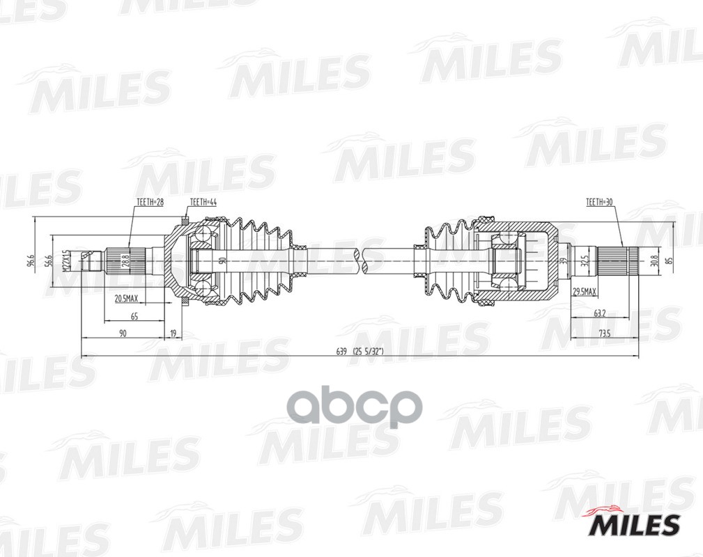 Привод в сборе левый MAZDA 6 2.0 02- (ABS) GC01067 Miles арт. GC01067