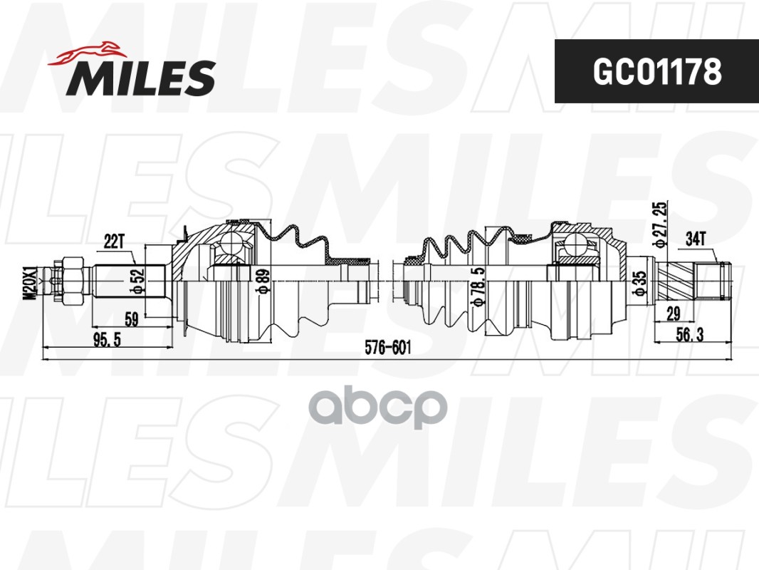Привод в сборе левый CHEVROLET LANOS/NEXIA SOHC GC01178 Miles арт. GC01178