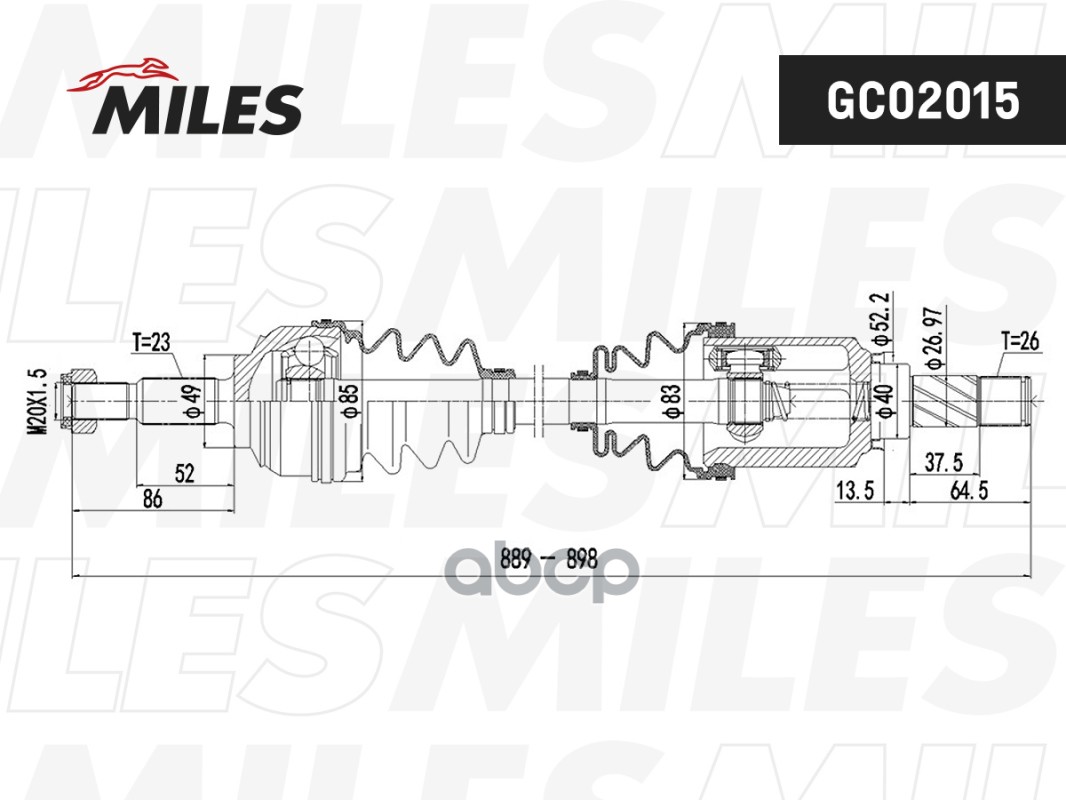 Привод в сборе правый LADA X-RAY 15-/SANDERO II 14- (КПП Renault JR5) (SKF VKJC5075) GC02015 Miles арт. GC02015
