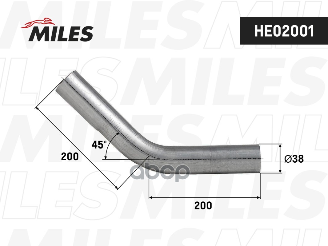 Труба С Гибом (D=38 Угол=45 L=400) Miles арт. he02001