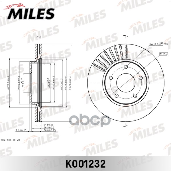 Диск тормозной передний NISSAN JUKE 10- (TRW DF6471) K001232 Miles арт. K001232
